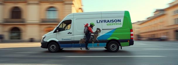 Coursier Livraison Express France en véhicule près de la Place Bellecour à Lyon